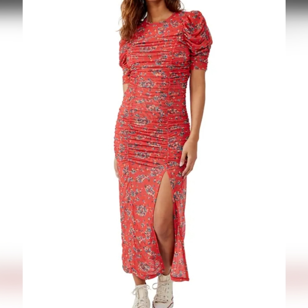 COPY - Free People Briella Ruched Dress in Bloom Combo